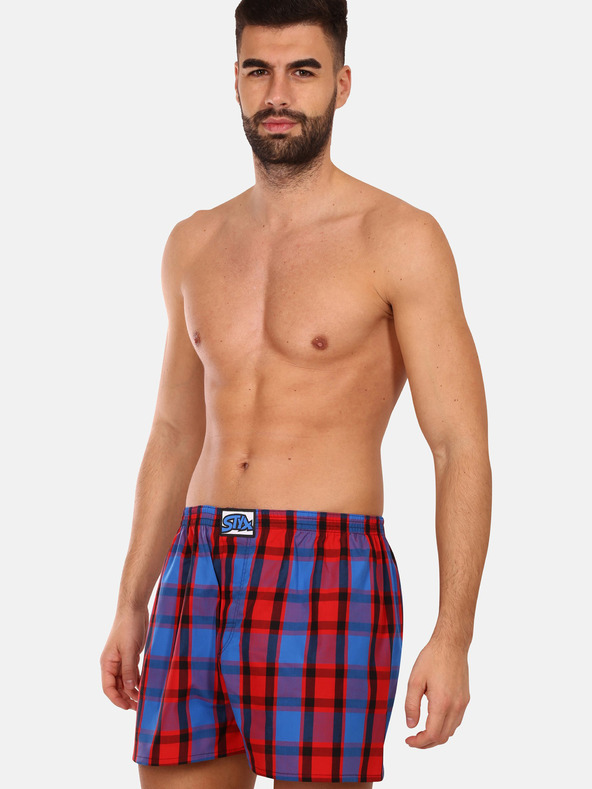Styx Blau und rot karierte Shorts für Männer von Styx