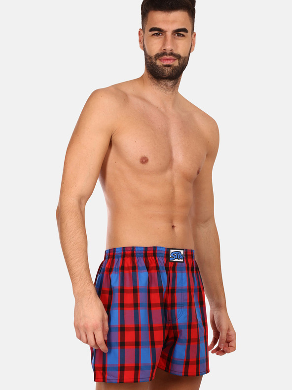 Styx Blau und rot karierte Shorts für Männer von Styx