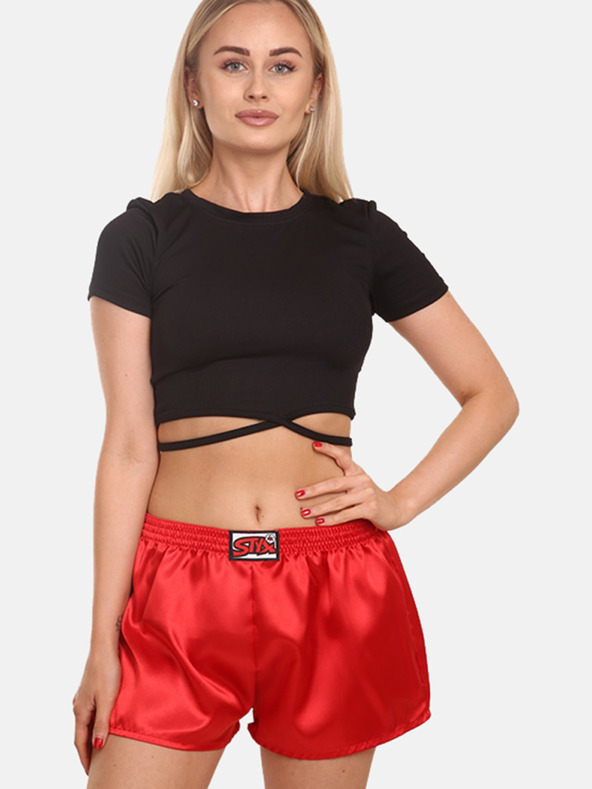 Styx Rote Damen-Satin-Schlafshorts Styx