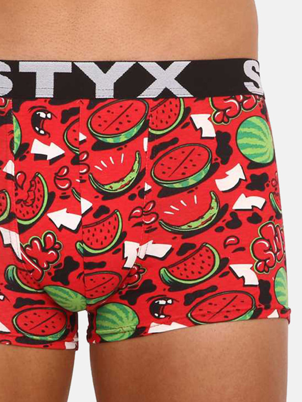 Styx Grün und rot gemusterte Herren-Boxershorts Styx art Melons