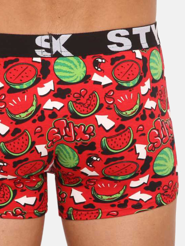 Styx Grün und rot gemusterte Herren-Boxershorts Styx art Melons