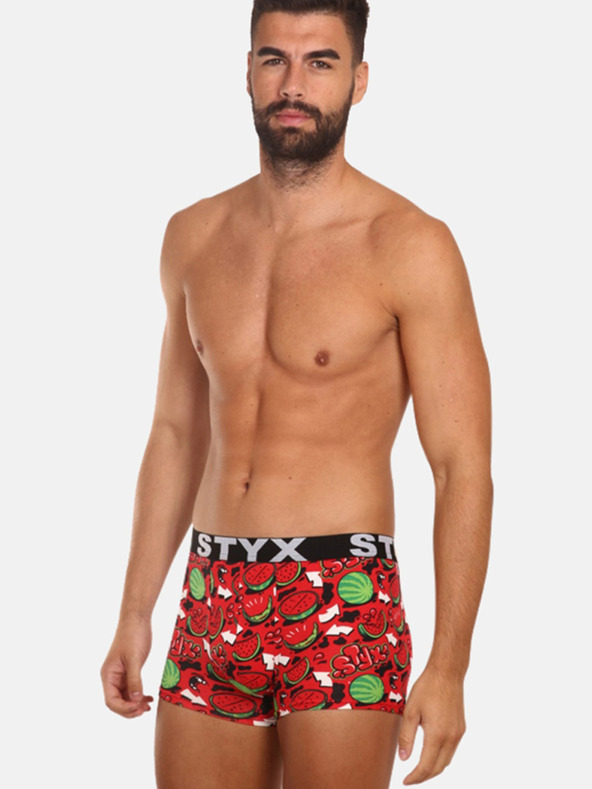 Styx Grün und rot gemusterte Herren-Boxershorts Styx art Melons