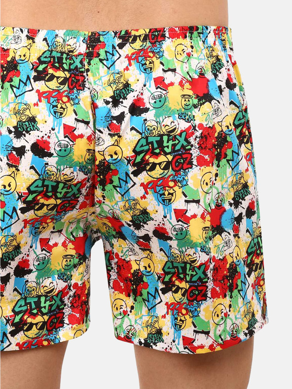 Styx Gelbe und rote gemusterte Herrenshorts Styx premium art Emoji