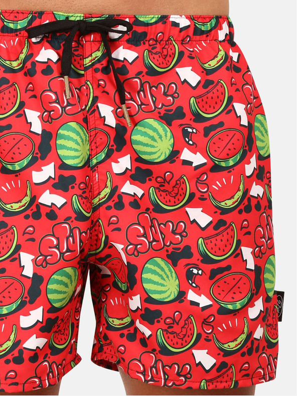 Styx Rote Styx Melonen gemusterte Badehose für Herren