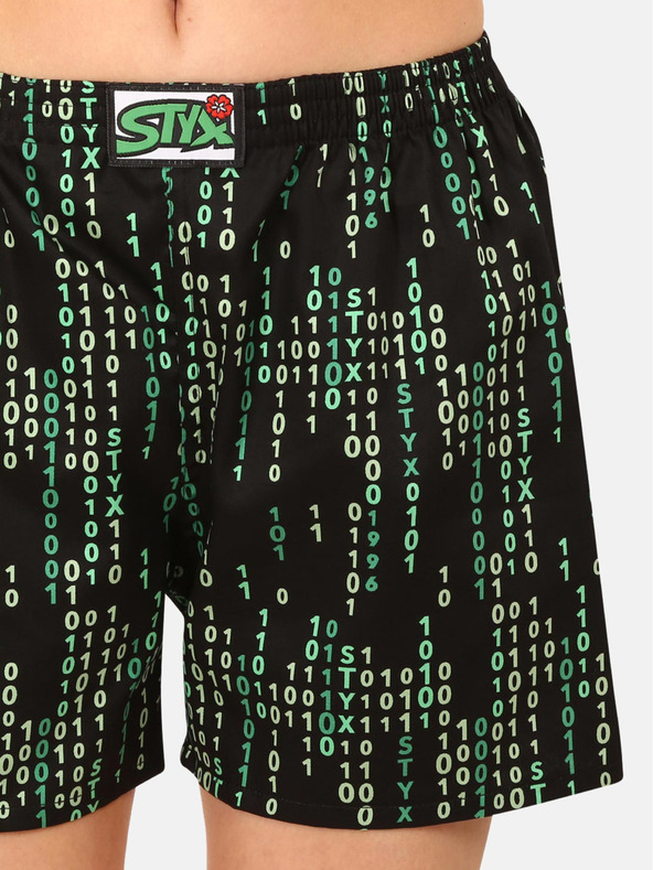 Styx Grün und schwarz gemusterte Damen-Schlafshorts Styx Code