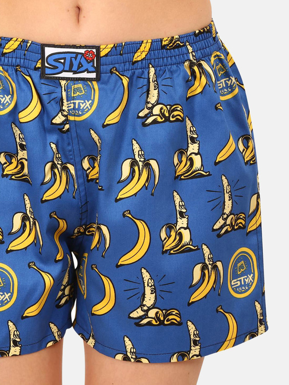 Styx Gelb und blau gemusterte Damen-Schlafshorts Styx Bananas