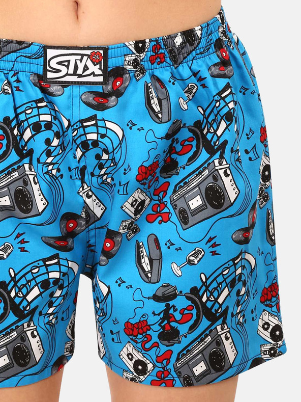 Styx Blaue gemusterte Damen-Schlafshorts Styx Music