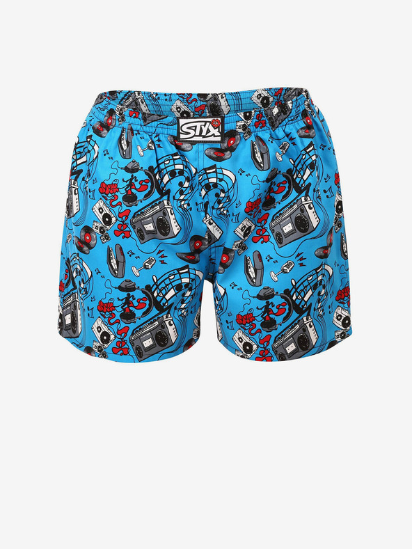 Styx Blaue gemusterte Damen-Schlafshorts Styx Music