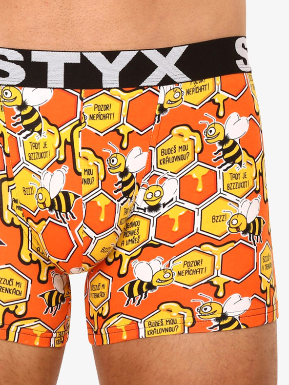 Styx Orange gemusterte Boxershorts für Männer Styx