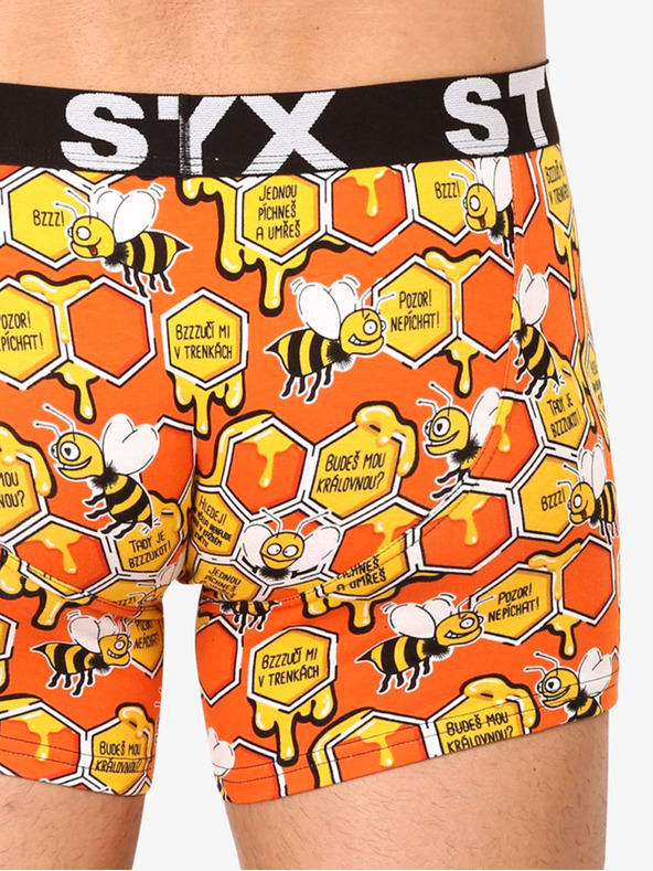 Styx Orange gemusterte Boxershorts für Männer Styx