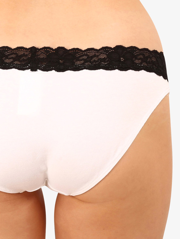 Styx Schwarz-weißer Damen-Slip mit Spitzendetail Styx