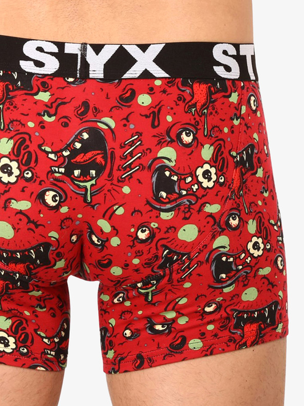 Styx Roter gemusterter Boxerslip für Männer Styx Zombie