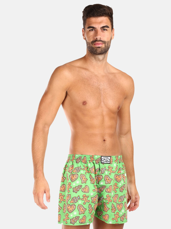 Styx Hellgrüne Herren-Weihnachts-Shorts Styx Christmas Gingerbread