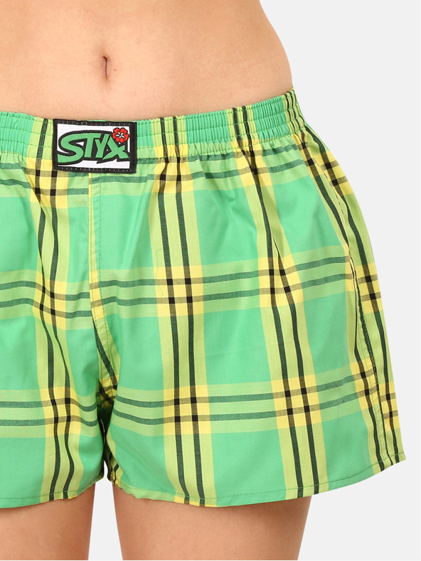 Styx Gelb-grün karierte Shorts für Damen von Styx