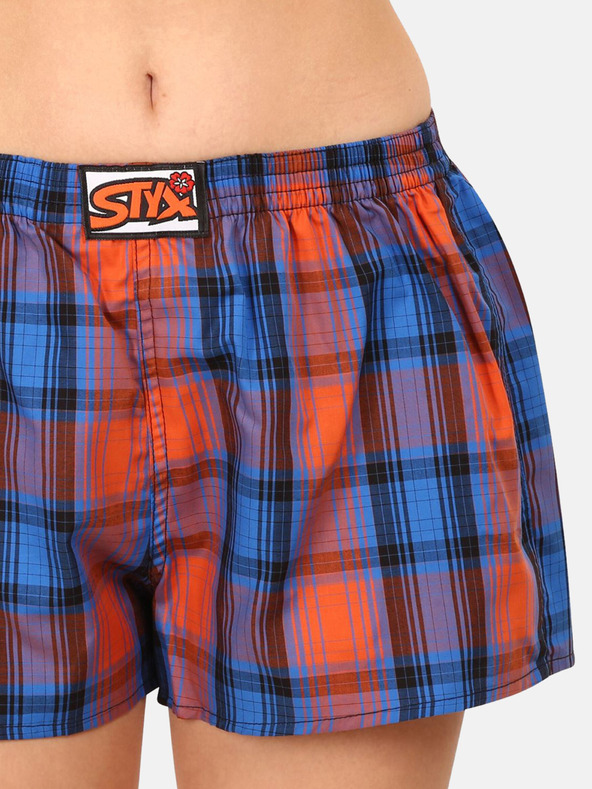 Styx Orange und blau karierte Shorts für Frauen Styx