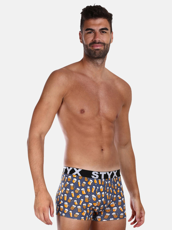 Styx Gelbe und graue gemusterte Herren Boxershorts von Styx Beer