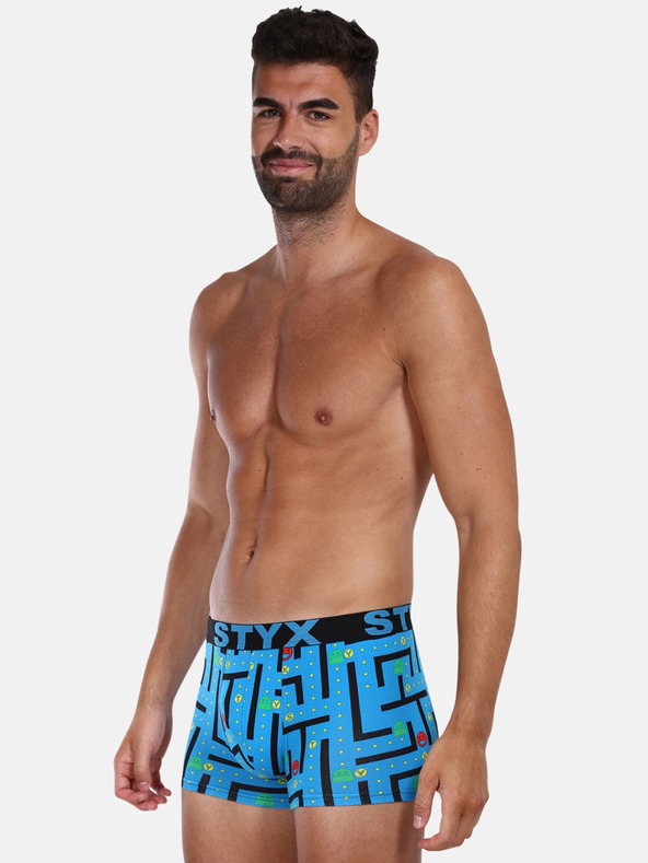 Styx Blaue gemusterte Herren Boxershorts Styx Game