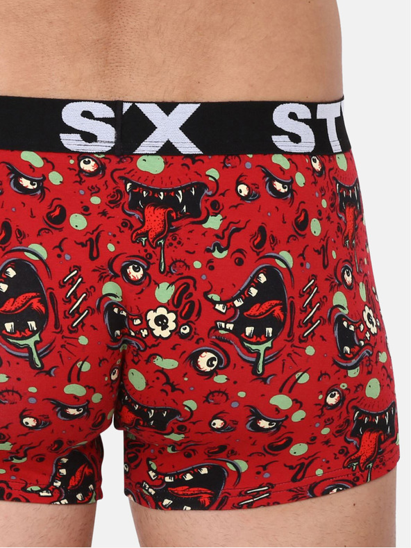 Styx Roter gemusterter Boxerslip für Männer Styx Zombie