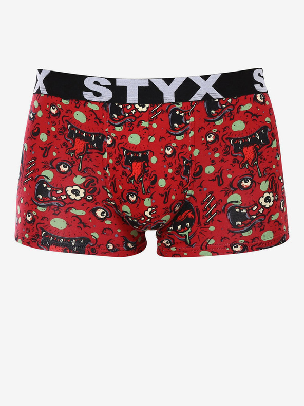 Styx Roter gemusterter Boxerslip für Männer Styx Zombie