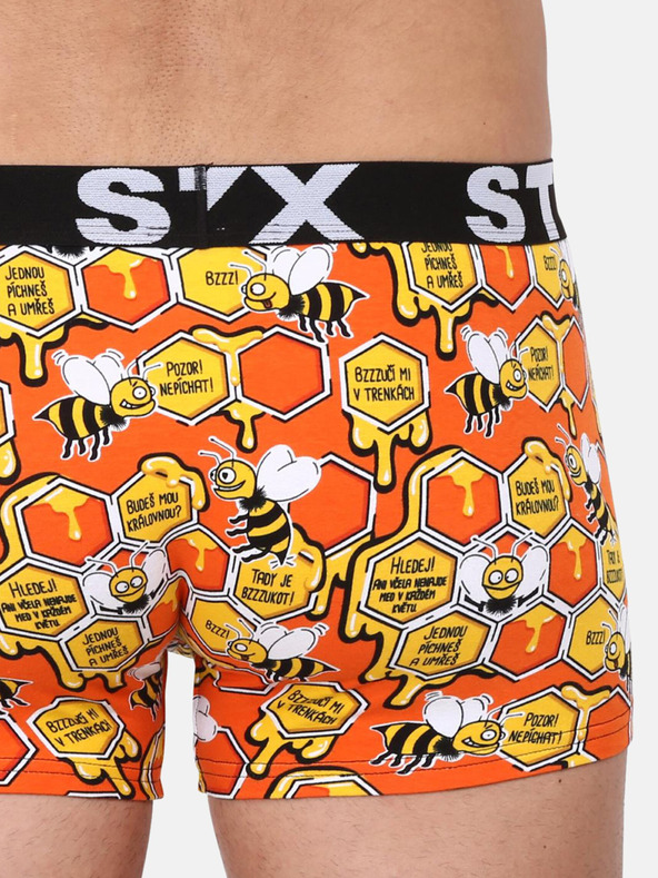 Styx Gelbe und orangefarbene gemusterte Styx Herren-Boxershorts Bees