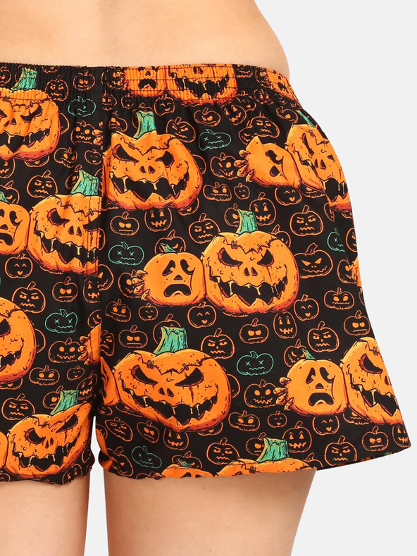 Styx Orange-schwarze Damen-Boxershorts Styx Halloween Kürbis