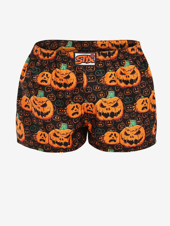 Styx Orange-schwarze Damen-Boxershorts Styx Halloween Kürbis
