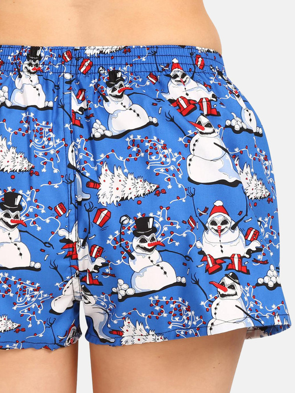 Styx Weiße und blaue Damen-Weihnachtsshorts Styx Snowmen