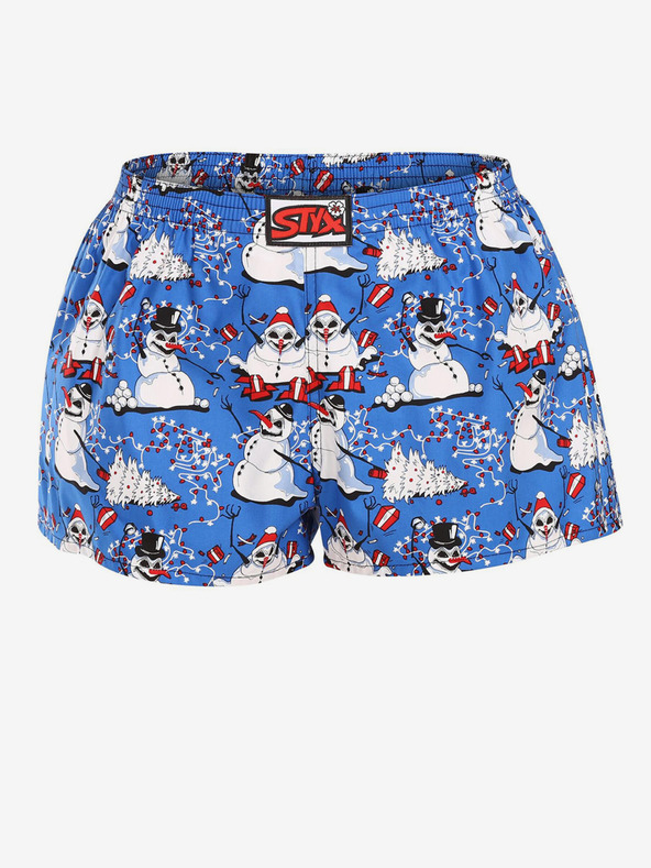Styx Weiße und blaue Damen-Weihnachtsshorts Styx Snowmen