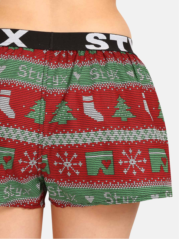 Styx Grüne und rote Damen-Weihnachtsstrickshorts Styx Christmas
