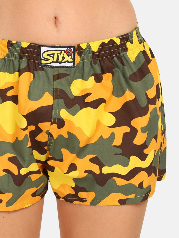 Styx Gelbe Damen-Camouflage-Shorts Styx Art