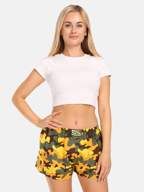 Styx Gelbe Damen-Camouflage-Shorts Styx Art