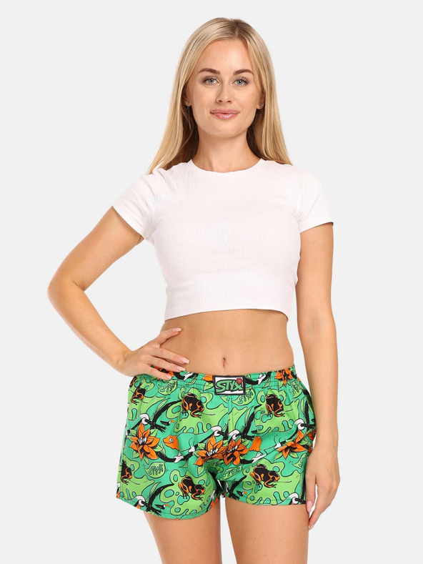 Styx Grüne gemusterte Damen-Shorts Styx art Tropic