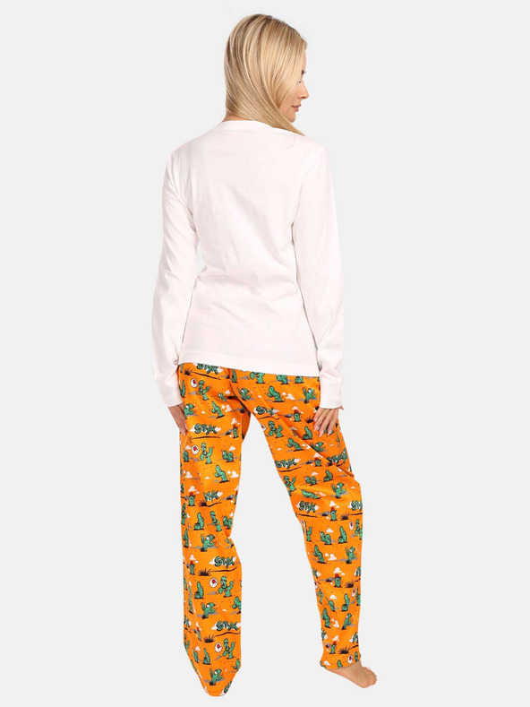 Styx Orange-weißer Damen-Pyjama Styx Cactus