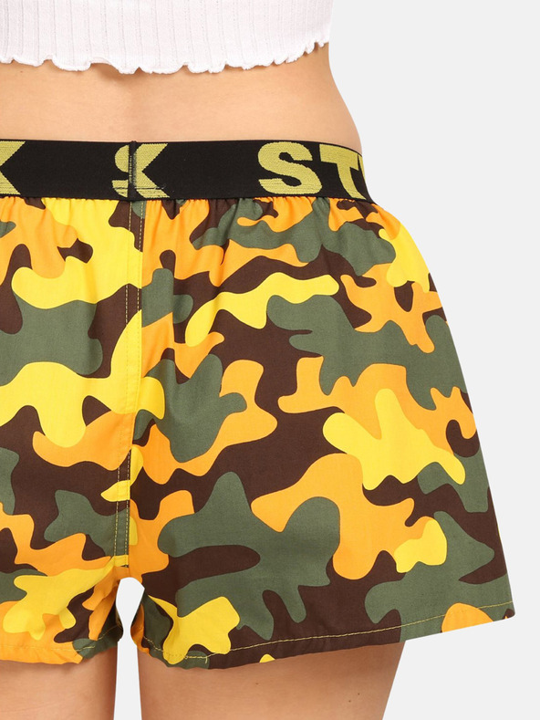 Styx Grün und gelb gemusterte Damen-Schlafshorts Styx Camouflage