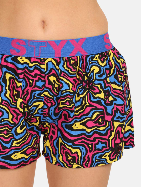 Styx Rosa und blaue gemusterte Damen Schlafshorts Styx Mushrooms