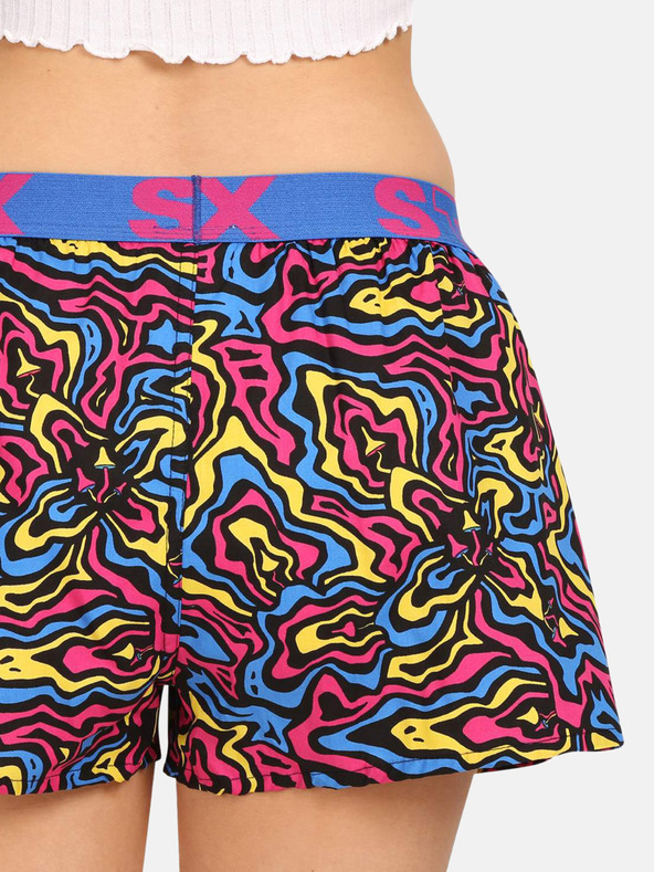 Styx Rosa und blaue gemusterte Damen Schlafshorts Styx Mushrooms