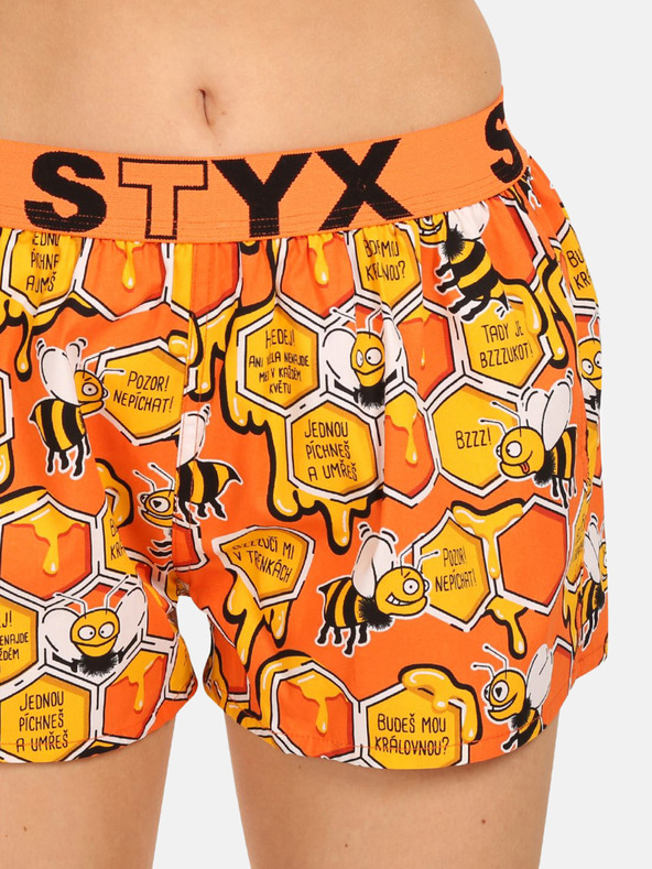 Styx Orange gemusterte Damen-Schlafshorts Styx Bees