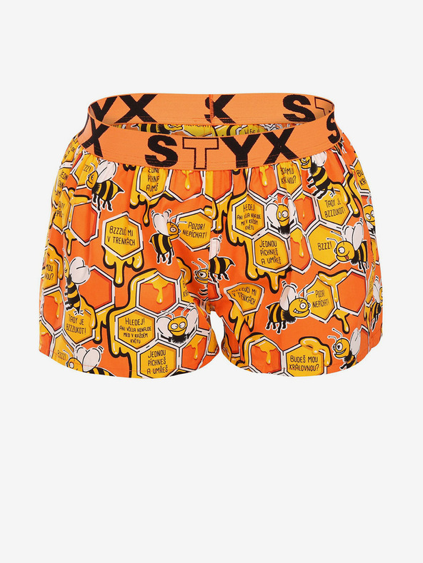 Styx Orange gemusterte Damen-Schlafshorts Styx Bees
