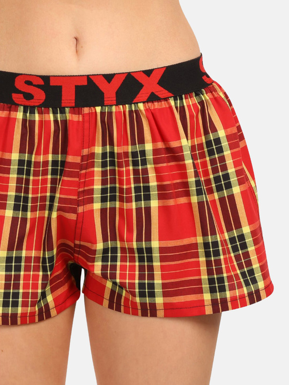 Styx Rote karierte Damen-Shorts Styx