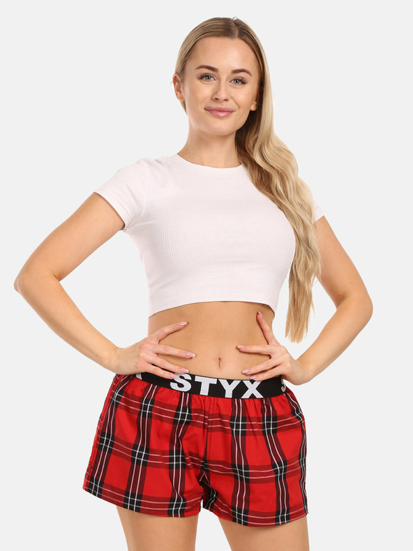 Styx Rot karierte Damen-Shorts Styx