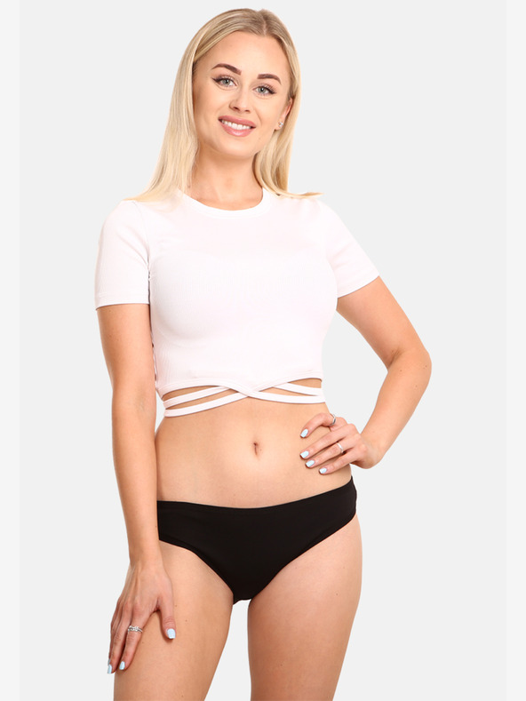 Nedeto Set mit drei Damen-Slips in schwarz und rosa Nedeto