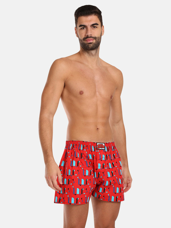 Styx Dreier-Set gemusterte Shorts für Herren in Grün, Rot und Schwarz STYX