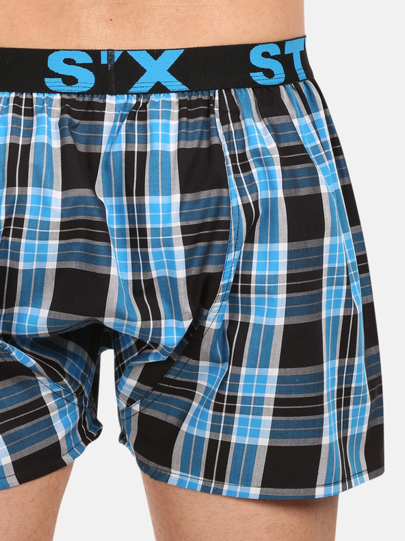 Styx Dreier-Set karierte Shorts für Herren in hellgrün, blau und rot STYX