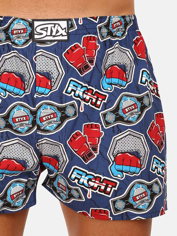 Styx Dreier-Set gemusterte Shorts für Herren in dunkelblau, grün und weiß STYX