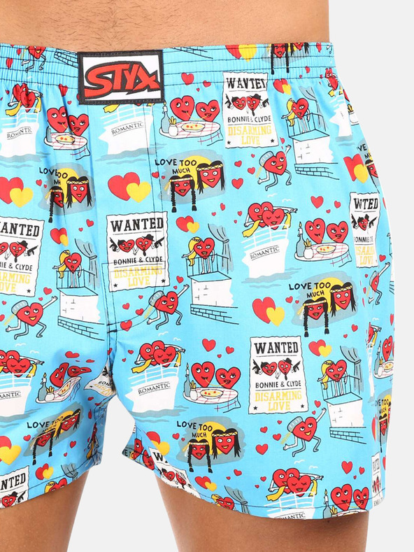 Styx Dreier-Set gemusterte Shorts für Herren in hellblau, grau und rot STYX
