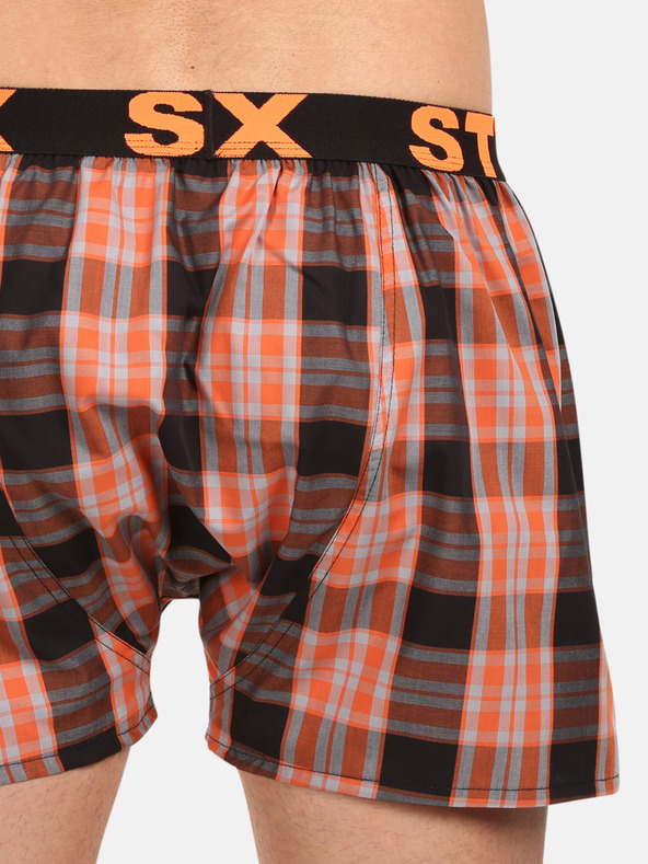 Styx Schwarz-orangefarbene Herren Styx karierte Shorts
