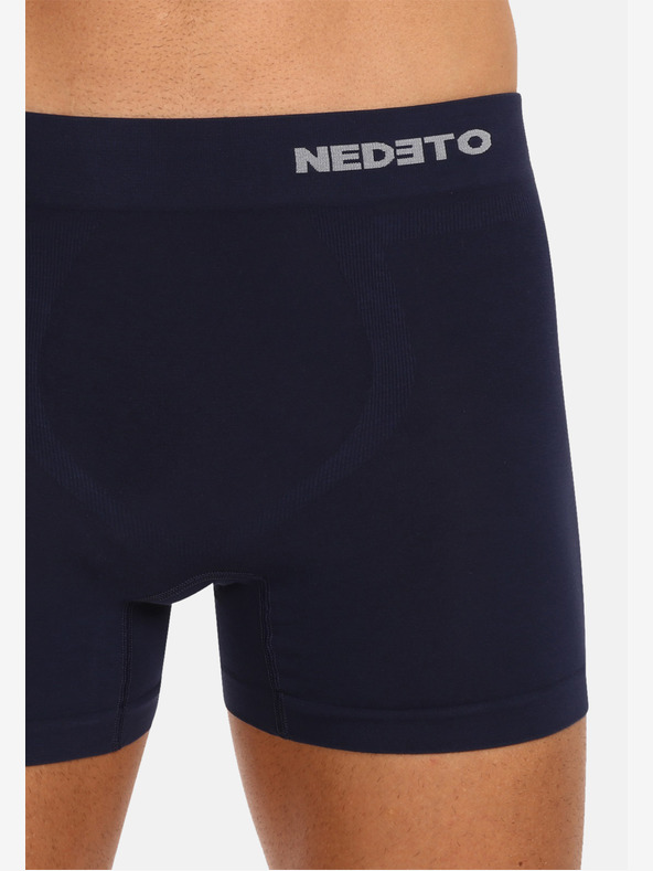 Nedeto Set mit fünf nahtlosen Bambus-Boxershorts für Herren in dunkelblau Nedeto