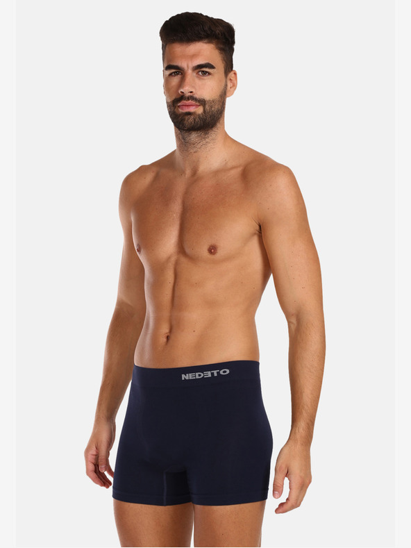Nedeto Set mit fünf nahtlosen Bambus-Boxershorts für Herren in dunkelblau Nedeto