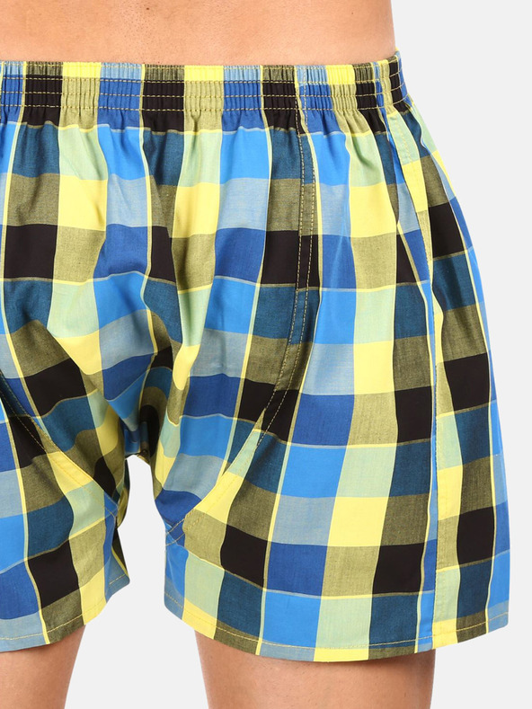 Styx Dreierpack karierte Shorts für Herren in hellgrün, gelb und blau STYX