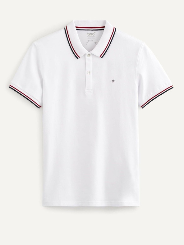 Celio Weißes Herren-Poloshirt Celio Necetwo